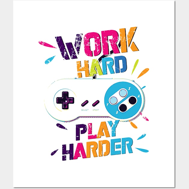 work harder play harder Wall Art by ANIMEPEDIA